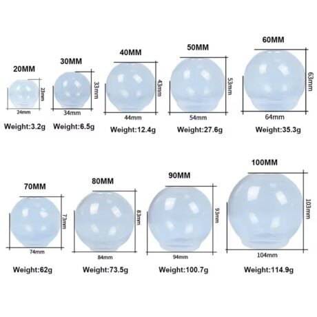 Khuôn Silicon Quả Cầu Pha Lê Trong Suốt 2/3/4/5/6/7/8/9/10cm