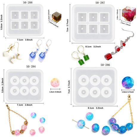 Khuôn Silicon Hạt Charm Vuông Tròn Có Lỗ Ở Giữa