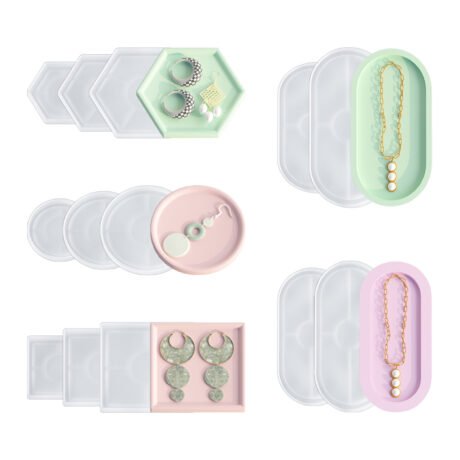 Khuôn Silicon Khay Hình Bầu Dục, Vuông, Tròn, Lục Giác
