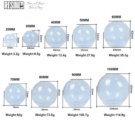 Khuôn Silicon Quả Cầu Trong Suốt 2-3-4-5-6-7-8-9-10cm
