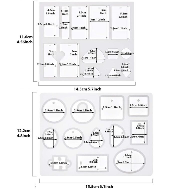 Khuôn Silicon mặt dây chuyền hình vuông, oval (có lỗ) 7